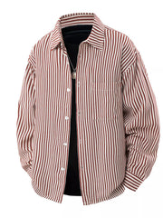 Men's Plus Size Striped Casual Long Sleeve Shirt