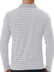 Men's Striped Long Sleeve Polo Shirt