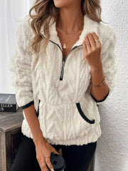 Full Size Sherpa Half Zip Sweatshirt Plus Size