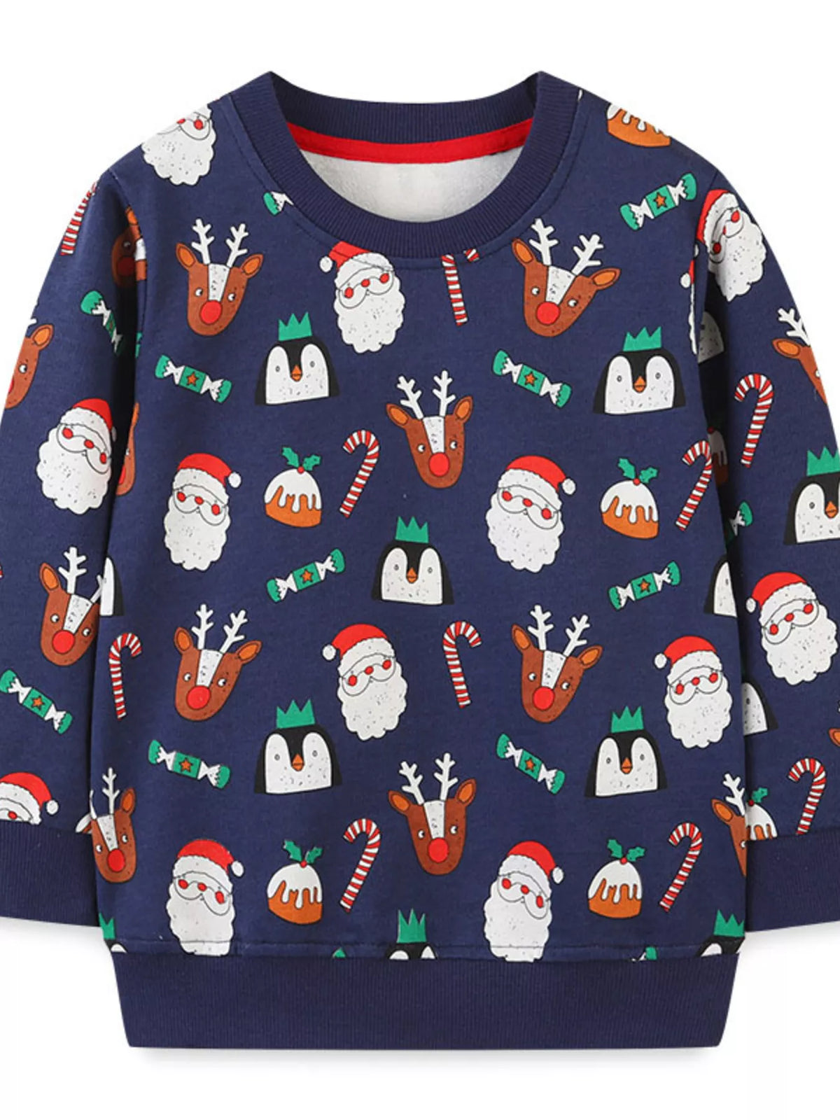 Children's Christmas Santa Print Crew Neck Sweatshirt