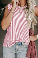 Ruffled Striped Round Neck Blouse