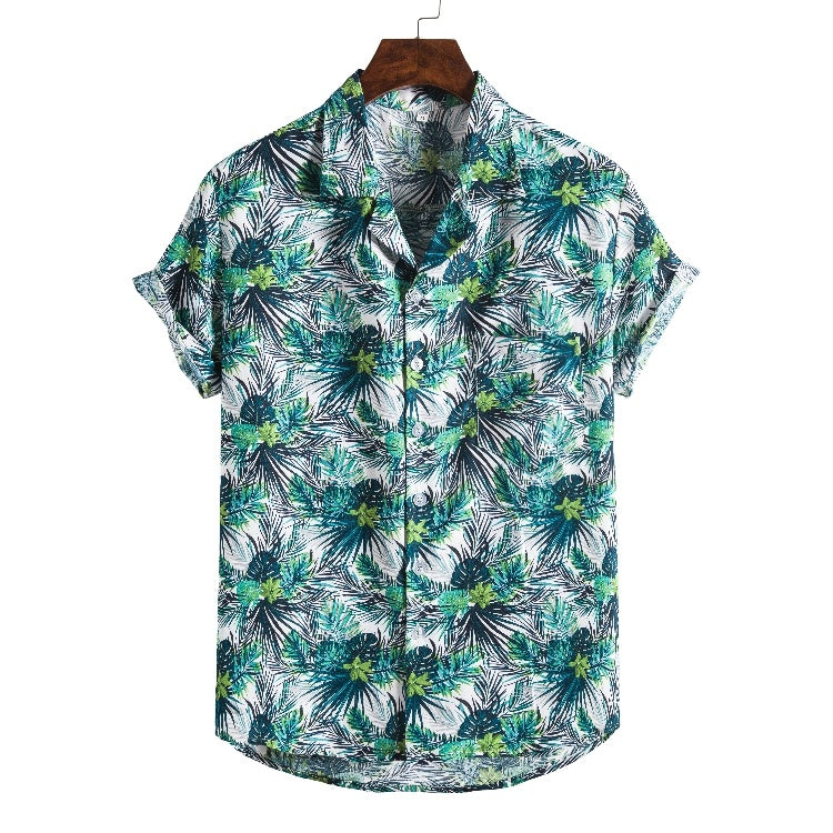 Men Short sleeved beach shirts men New printed shirt
