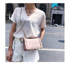 Women's Embroidered Fashion chain Strap Shoulder Bag