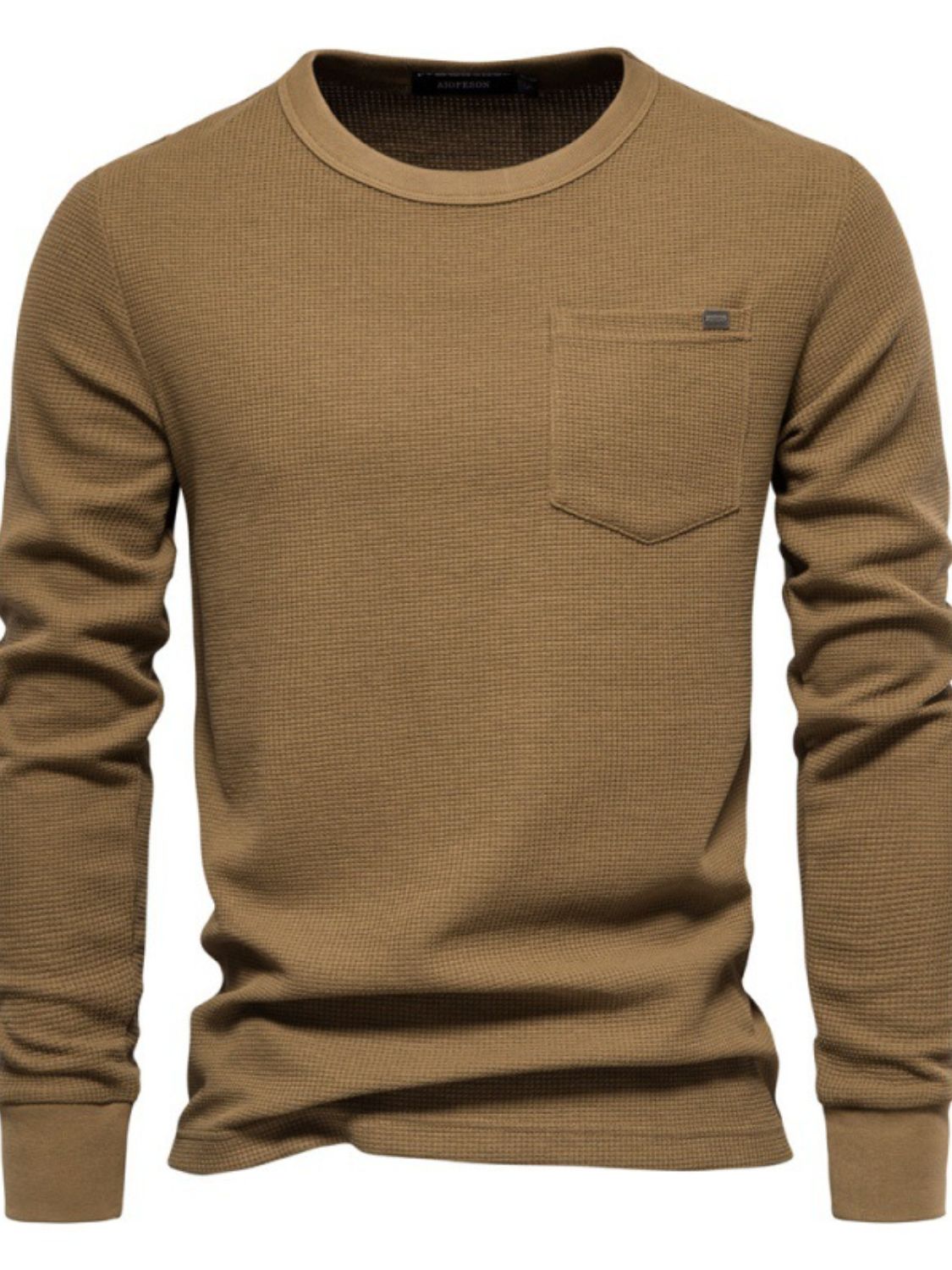 Men's Waffle-Knit Round Neck T-Shirt