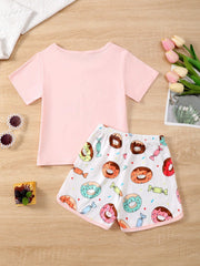 Children's Donut Round Neck Top and Pants Set