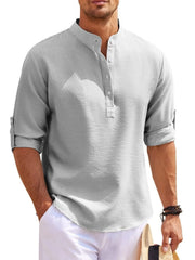 Men's Full Size Button Detail Long Sleeve Top Plus Size