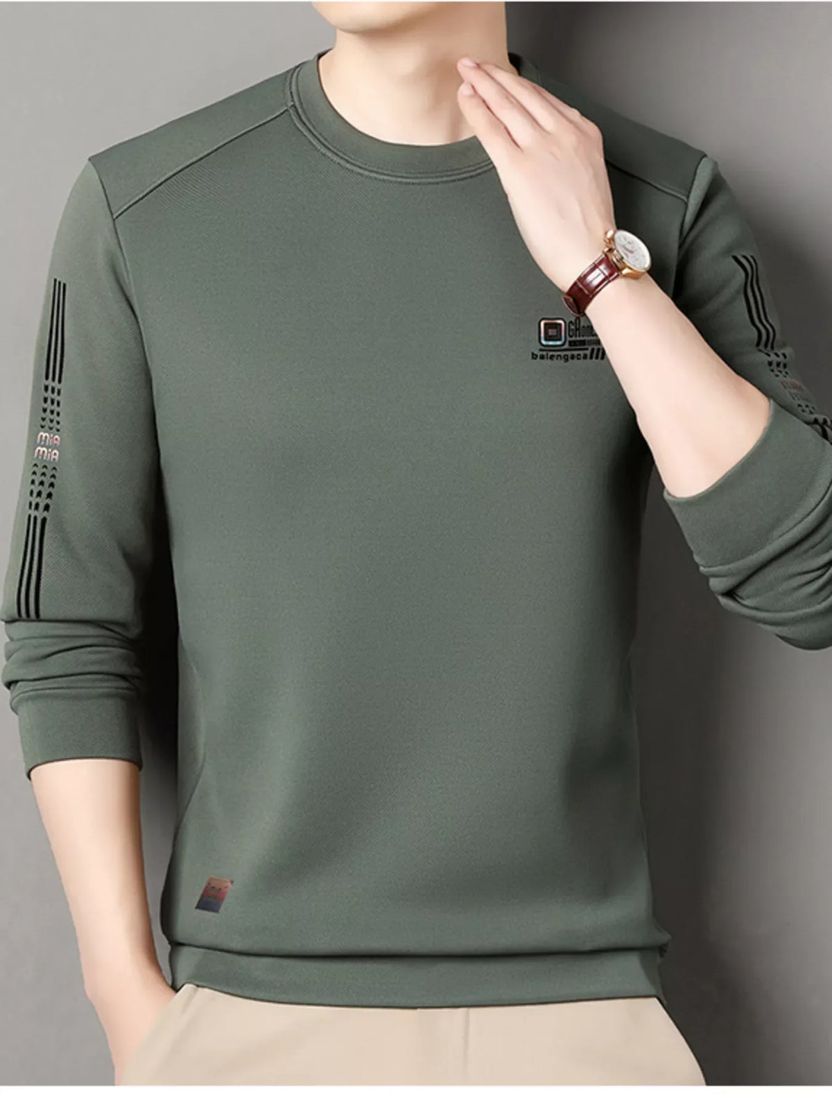 Elegant Men's Plus Size Casual Long Sleeve T-Shirt