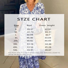 Women's Plus Size V-Neck Floral Print Dress - Loose Fit Casual Spring Summer Dress - Free USA Shipping