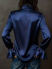 Button Up Flounce Sleeve Shirt