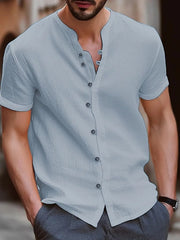 Men's Plus Size Short Sleeve Button-Up Shirt