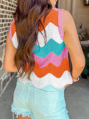 Color Block Round Neck Sweater Vest
