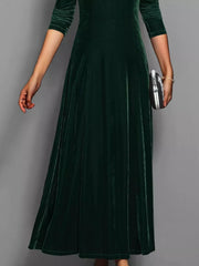 Elegant Velvet Long Sleeve Fit & Flare Dress