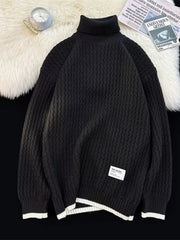 Men's Textured Knit Turtleneck Sweater