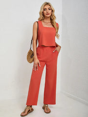 Square Neck Tank and Wide Leg Pants Set