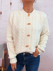 elegant cable knit button up sweater cardigan