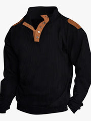 Men's Full Size Stand Collar Long Sleeve Polo Plus Size