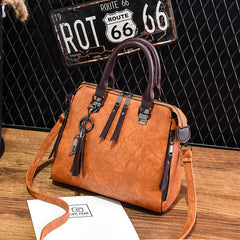 Vintage PU Leather Top-handle Shoulder Bag
