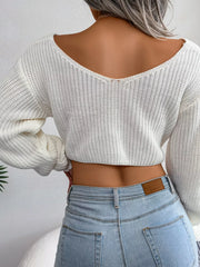 Twisted Front Cropped Sweater