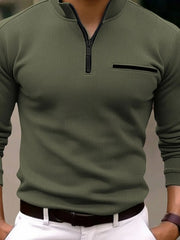 Men's Plus Size Quarter-Zip Long Sleeve Polo â€?Big & Tall Classic Fit