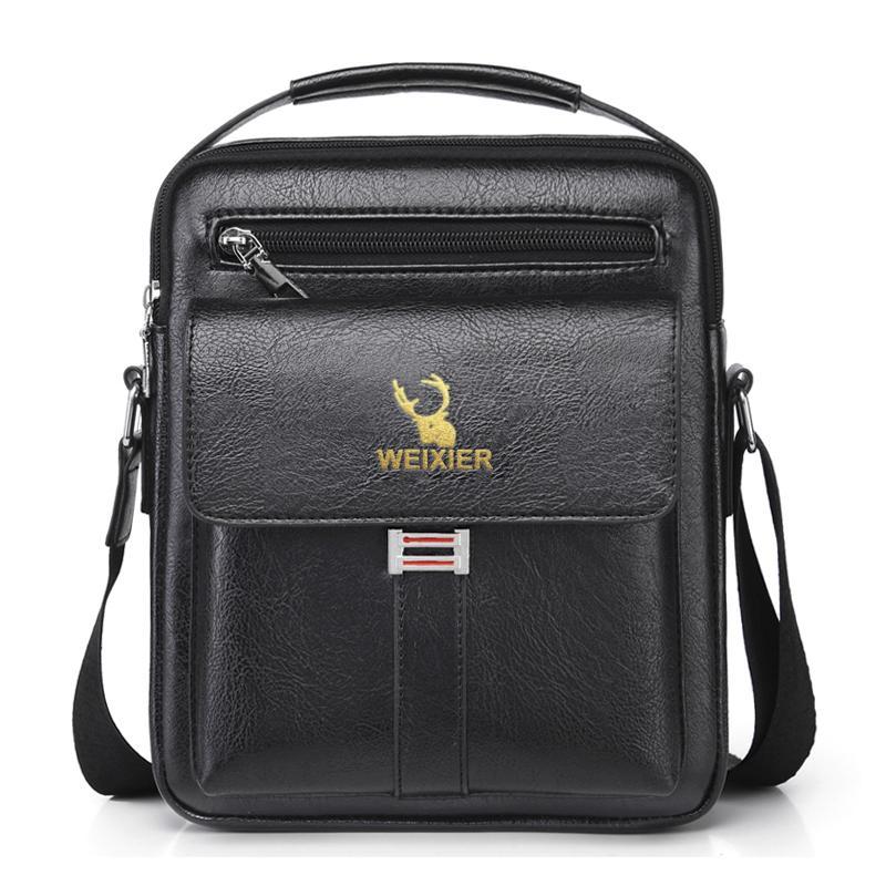 Leather Messenger Crossbody Shoulder Bag For Men Work Business Casual Adjustable Straps With  Metal Zipper-FREE USA SHIPPING
