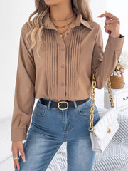 Pleated Front Long Sleeve Shirt
