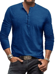 Men's Plus Size Long Sleeve Top with Button Detail