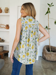 FAM-FAM Frill Printed Mock Neck Top