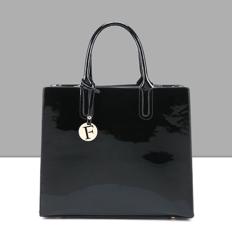Patent mirrored leather shoulder cross-body bag