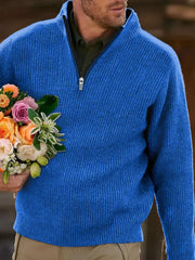 Men's Full Size Quarter Zip Long Sleeve Polo Plus Size
