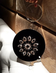 Small Round Velvet Diamond Ring Clutch Bag