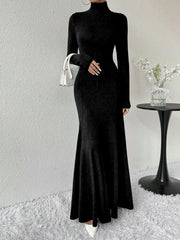 Turtleneck Long Sleeve Maxi Mermaid Dress