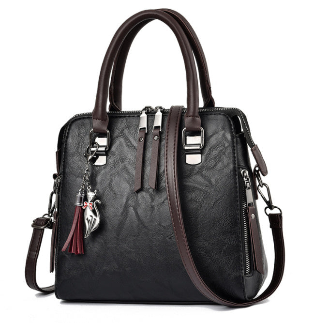 Vintage PU Leather Top-handle Shoulder Bag