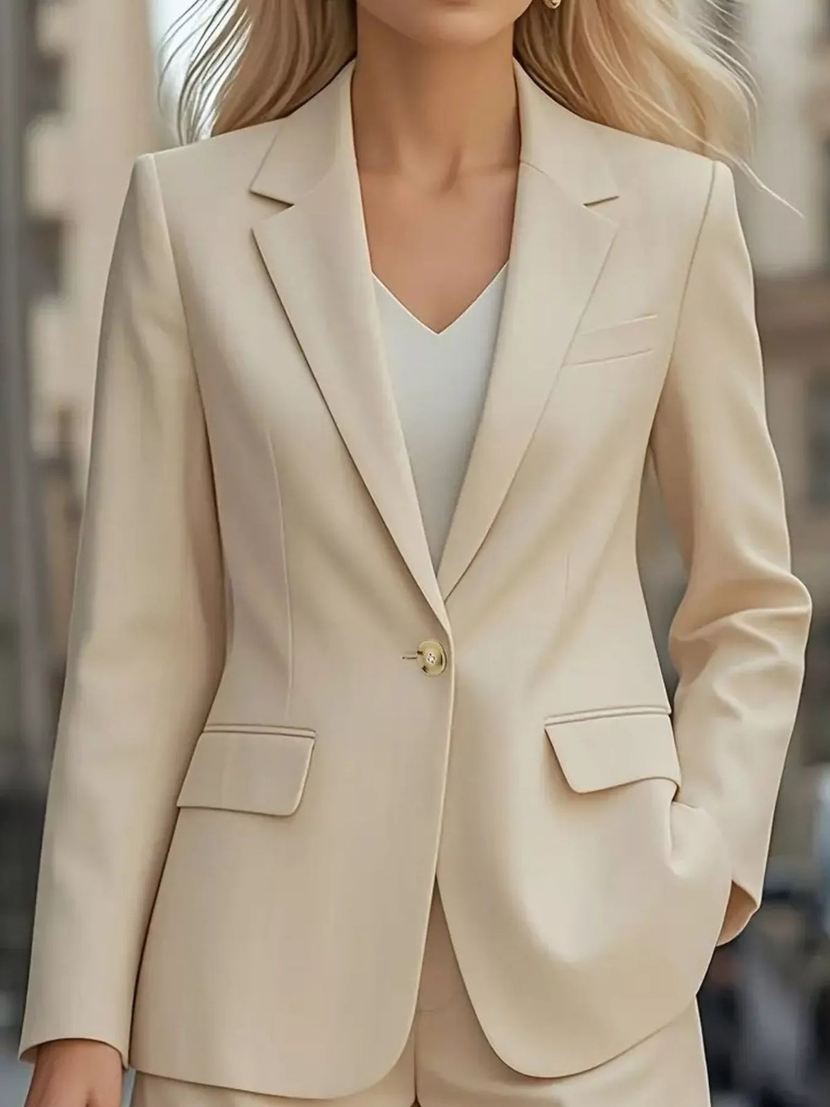 Classic One-Button Tailored Blazer