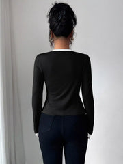 Contrast Trim Cardigan & Tank Top Set