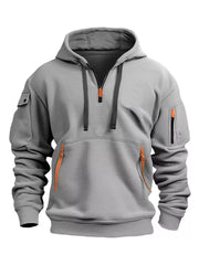 Men's Full Size Drawstring Half-Zip Pocket Hoodie Plus Size