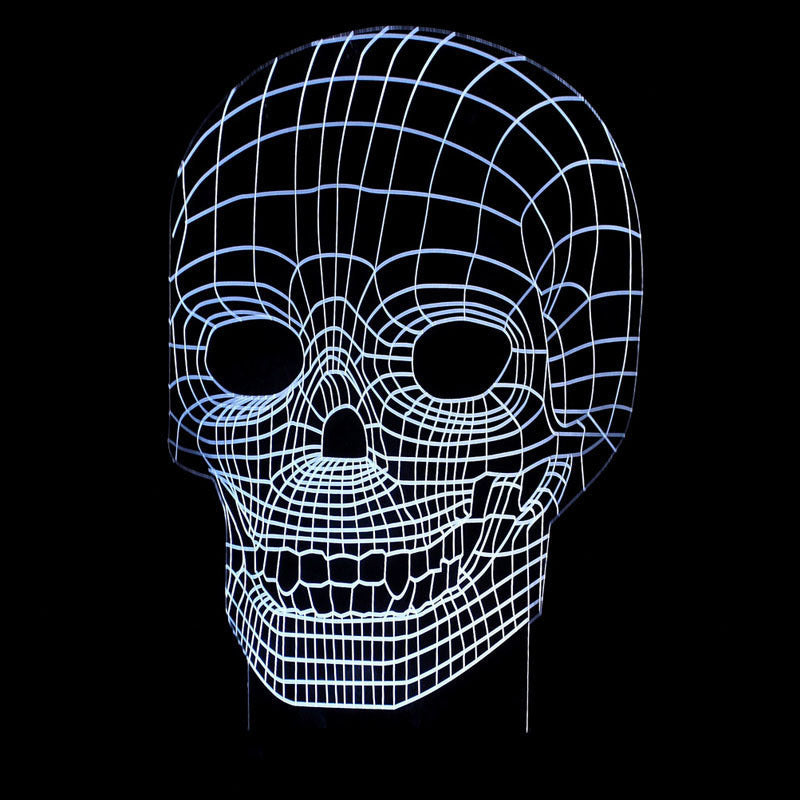 3D LED Color Night Light Changing Lamp Halloween Skull  Light Acrylic 3D Hologram Illusion Desk Lamp For Kids Gift