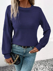 classic round neck long sleeve knit sweater
