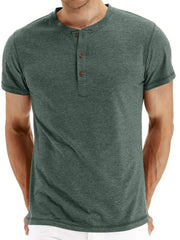 Men's Short Sleeve Henley Polo Shirt