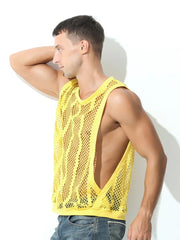 Men's Openwork Round Neck Tank