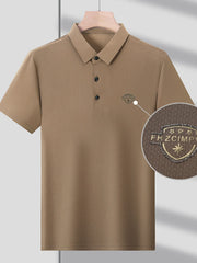 Men's Plus Size Embroidered Deatil Short Sleeve Polo