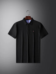 Men's Plus Size Contrast Collar Trim Short Sleeve Polo