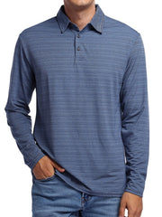 Men's Long Sleeve Polo Shirt with Stripes