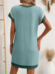 Classic Round Neck Short Sleeve Mini Dress
