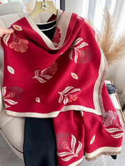 Printed Raw Hem Shawl