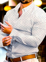 Extended Size Men's Collared Long Sleeve Shirt â€?Button Front