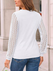 Lace Sleeve Crew Neck T-Shirt