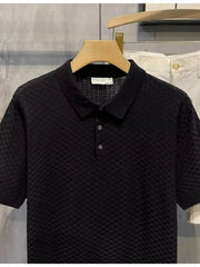 Men's Full Size Classic Textured Knit Polo Shirt Plus Size