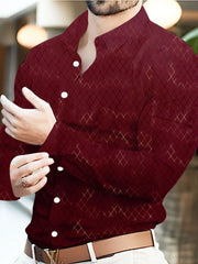 Extended Size Men's Collared Long Sleeve Shirt â€?Button Front