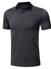 Men's Classic Heathered Polo Shirt with Contrast Collar