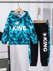 Children's King Letter Lightning Hoodie & Pants Set